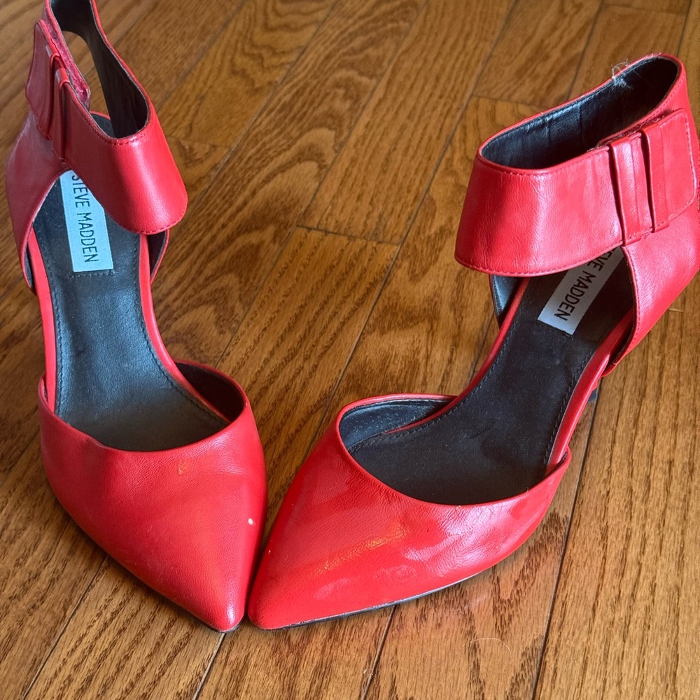 Steve Madden Red Stiletto Heels with Ankle Strap